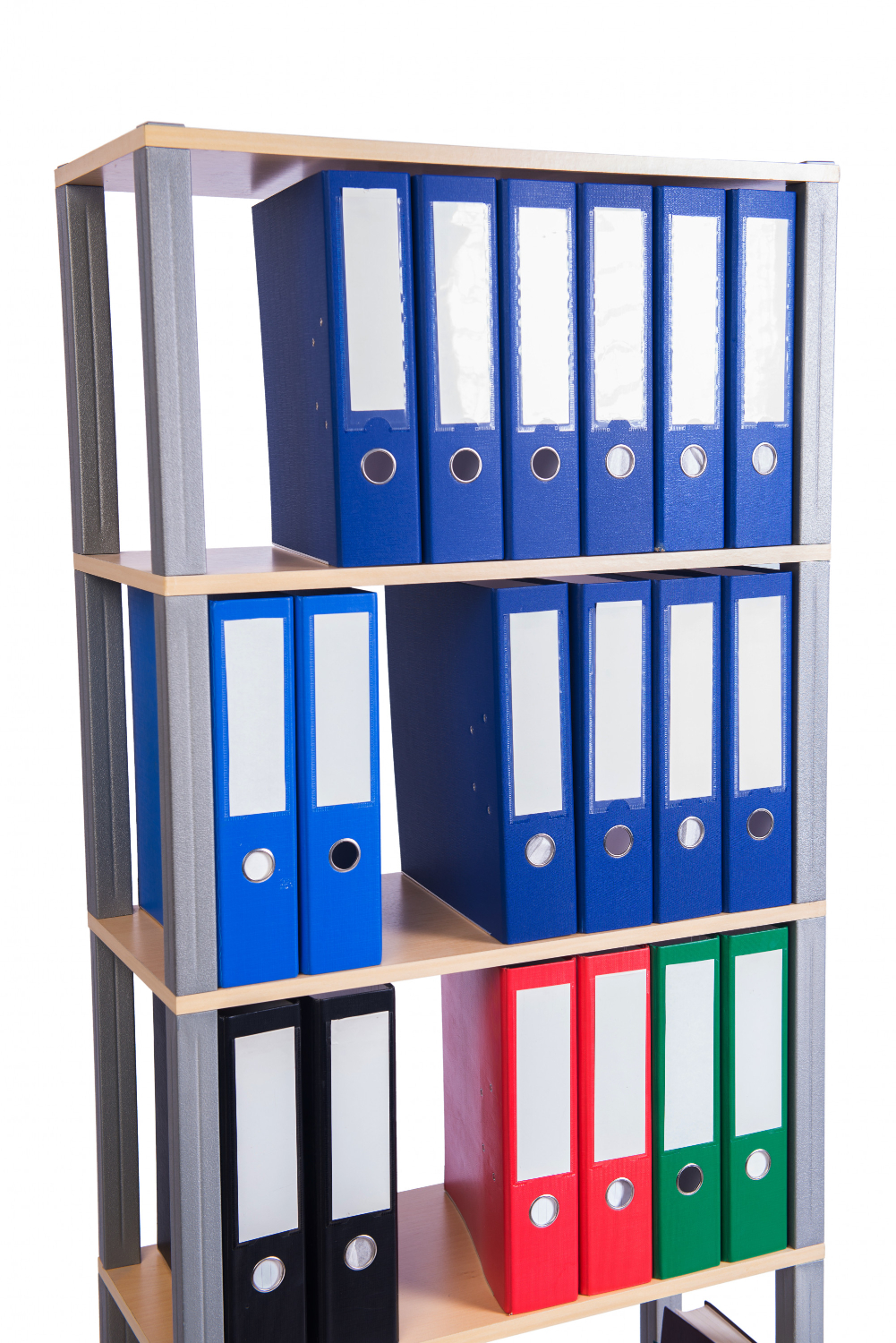many-binder-folders-shelf Regał z segregatorami zawierającymi dokumenty